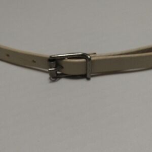 Elegant Cream Narrow Silver Studded Belt Size M/L